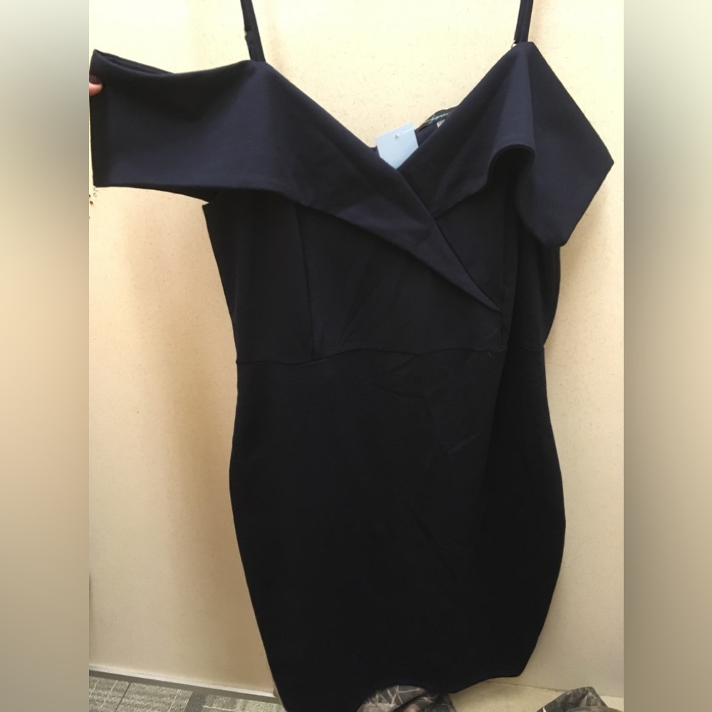 Cocktail Dress Navy Blue Off the Shoulder